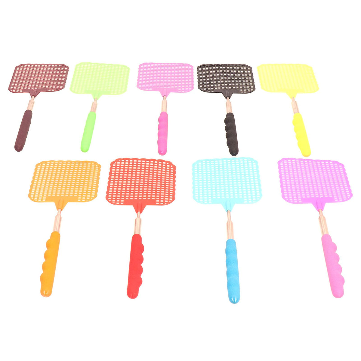 Mini fly swatter set with retractable stainless steel rods suitable for kids, ideal for outdoor play and home use.