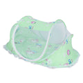 Foldable green baby mosquito-proof bed with cotton pillow and pad, ideal for home or outdoor use by Everything Baby.