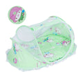 Foldable green baby mosquito-proof bed with cotton pillow and pad, suitable for home or outdoor use, by Everything Baby