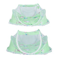Foldable green baby mosquito-proof bed with cotton pillow and pad, suitable for home and outdoor use, by Everything Baby.