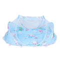 Foldable baby mosquito-proof bed with cotton pillow and pad from Everything Baby, suitable for home or outdoor use, in blue.