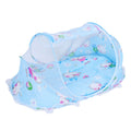 Foldable baby mosquito-proof bed by Everything Baby with cotton pillow and pad, blue, suitable for home or outdoor use.