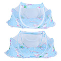 Foldable baby mosquito-proof bed with cotton pillow and pad by Everything Baby, suitable for home and outdoor use in blue.