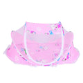Foldable baby mosquito-proof bed with cotton pillow and pad, pink rose color, by Everything Baby, ideal for home or outdoor use.