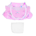 Foldable baby mosquito-proof bed with cotton pillow and pad, pink rose color, by Everything Baby for home or outdoor use.