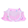 Foldable baby mosquito-proof bed with cotton pillow and pad by Everything Baby, ideal for home and outdoor use, in rose color.