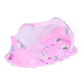 Foldable baby mosquito-proof bed with cotton pillow and pad, pink color, designed for babies and toddlers by Everything Baby.