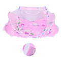 Foldable baby mosquito-proof bed with cotton pillow and pad from Everything Baby, featuring a rose color design for home and outdoor use.