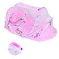 Foldable baby mosquito-proof bed with cotton pillow and pad by Everything Baby, suitable for home and outdoor use, in rose color.