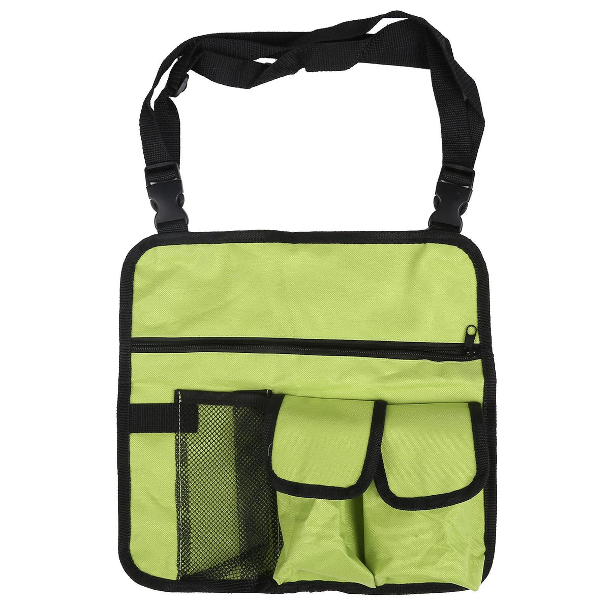Green storage bag for snacks and outdoor seats, designed for kids' beach chairs and portable suspension storage by Everything Baby.