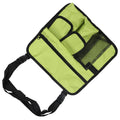 Green storage bag for snacks and outdoor seat, designed for kids, with a single shoulder strap and suspension feature, by Everything Baby.