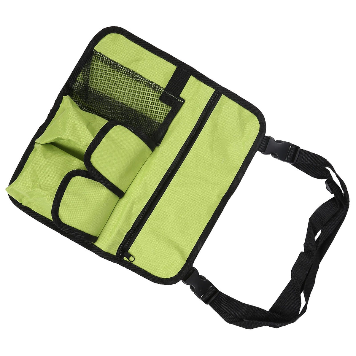 Green storage bag for snacks and outdoor seat, designed for kids, with a single shoulder strap, by Everything Baby.