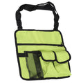 Green storage bag for snacks and outdoor seat, designed for kids, with a single shoulder strap and suspension feature.