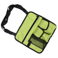Green outdoor storage bag for snacks and small items, designed for kids' beach chairs and portable outdoor seating.