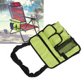 Green storage bag for snacks and outdoor seat, designed for kids, featuring a single shoulder strap and suspension storage by Everything Baby.