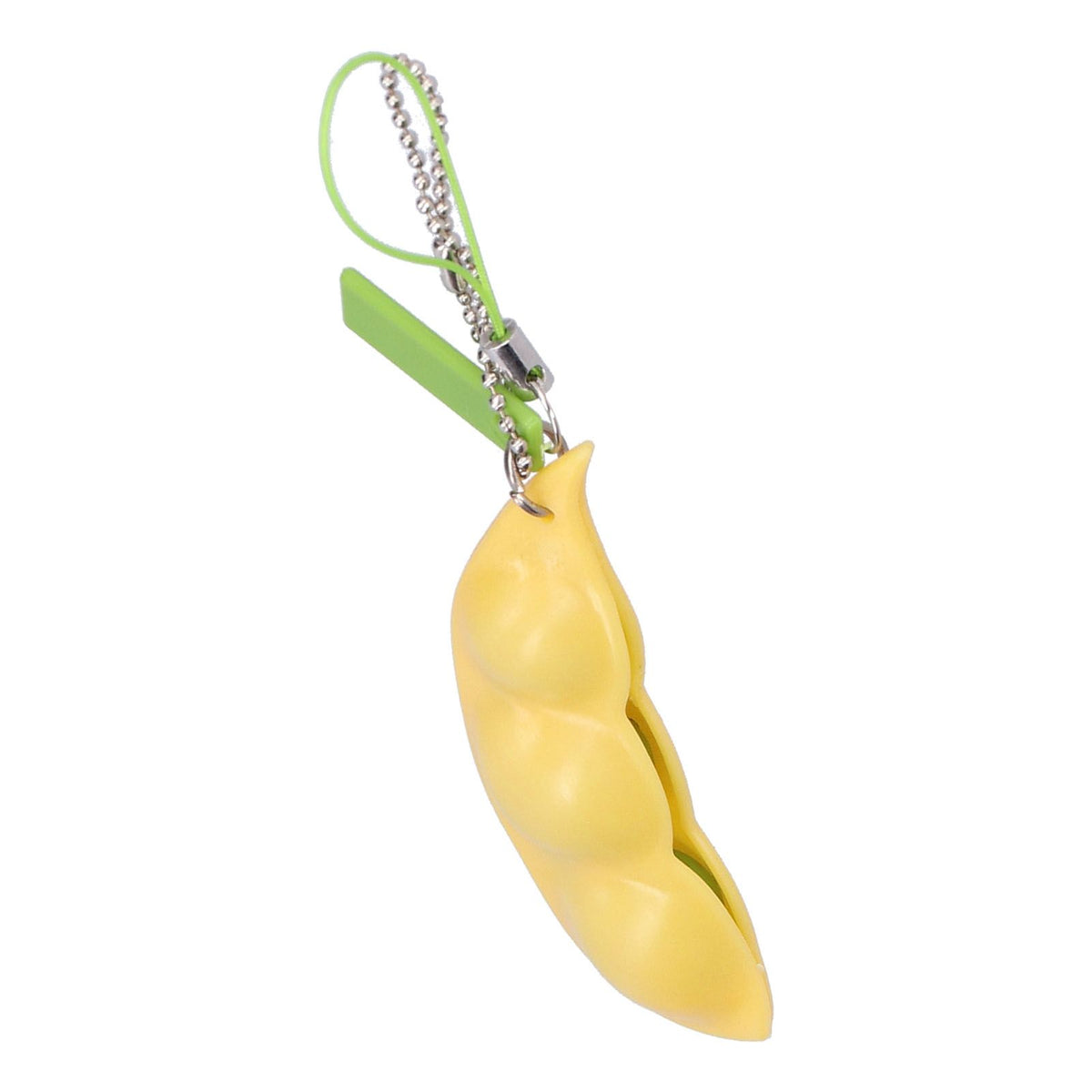 Edamame squeeze toy keychain pendant, stress relief decompression toy, colorful and soft for kids and adults.