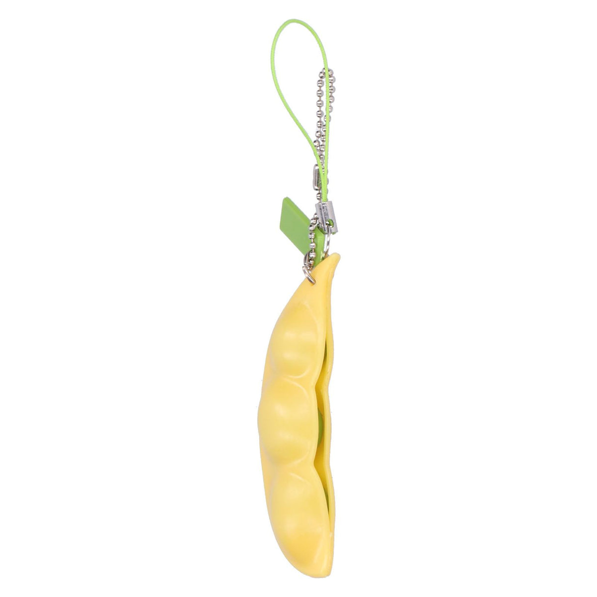 Edamame squeeze toy keychain from Everything Baby, stress-relief decompression toy, colorful and soft for kids and adults.