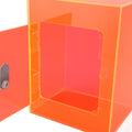Clear acrylic piggy bank for kids and adults with openable lid, sturdy design, red color, and two keys for saving cash and coins.