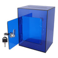 Blue clear acrylic piggy bank for kids and adults with openable lid, sturdy money saving jar with 2 keys, by Everything Baby.