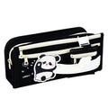 Large capacity pencil case with cute panda cartoon design, multi compartments, made of Oxford cloth for school and college use