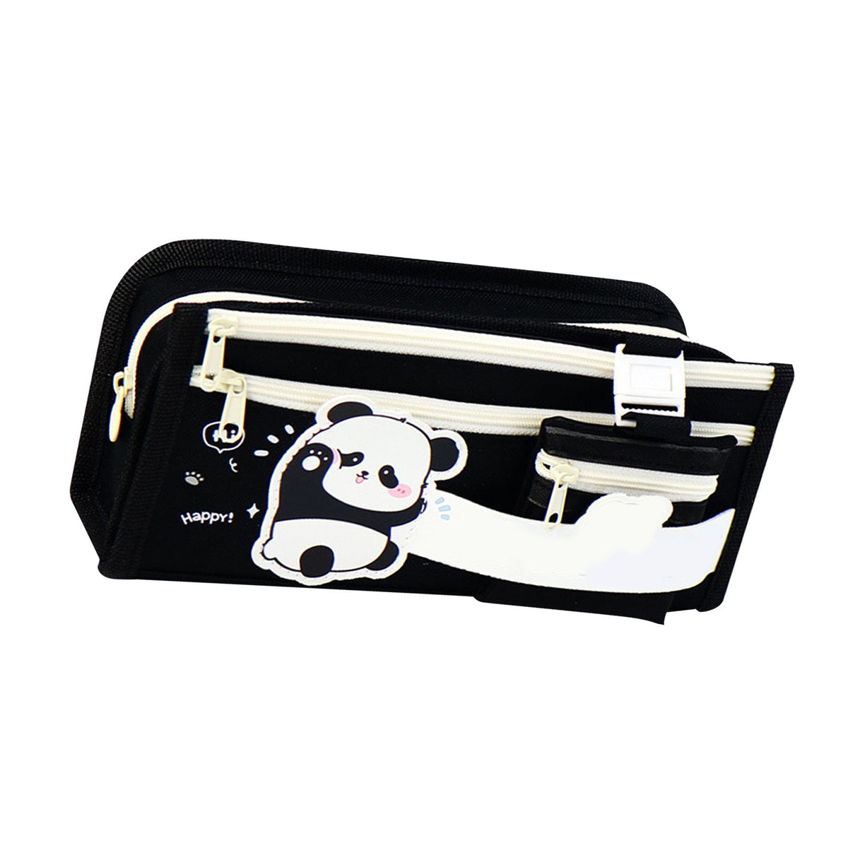 Large panda pattern pencil case by Everything Baby with multiple compartments, made of Oxford cloth for school and office use