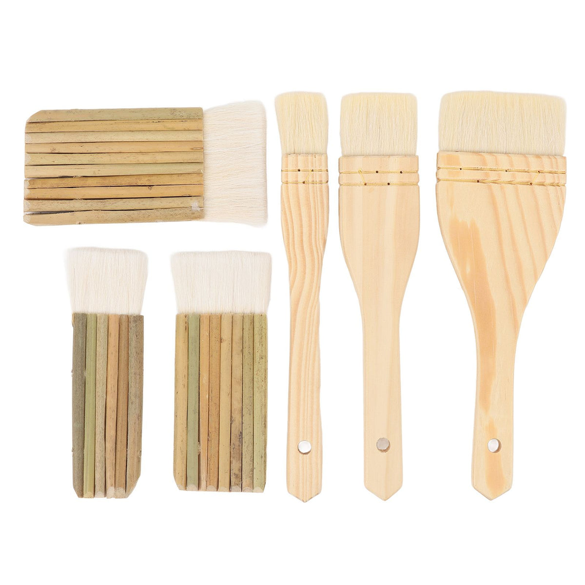 Set of 6 pottery glaze brushes by Everything Baby, ideal for artists, students, kids, and adults for painting and art projects.