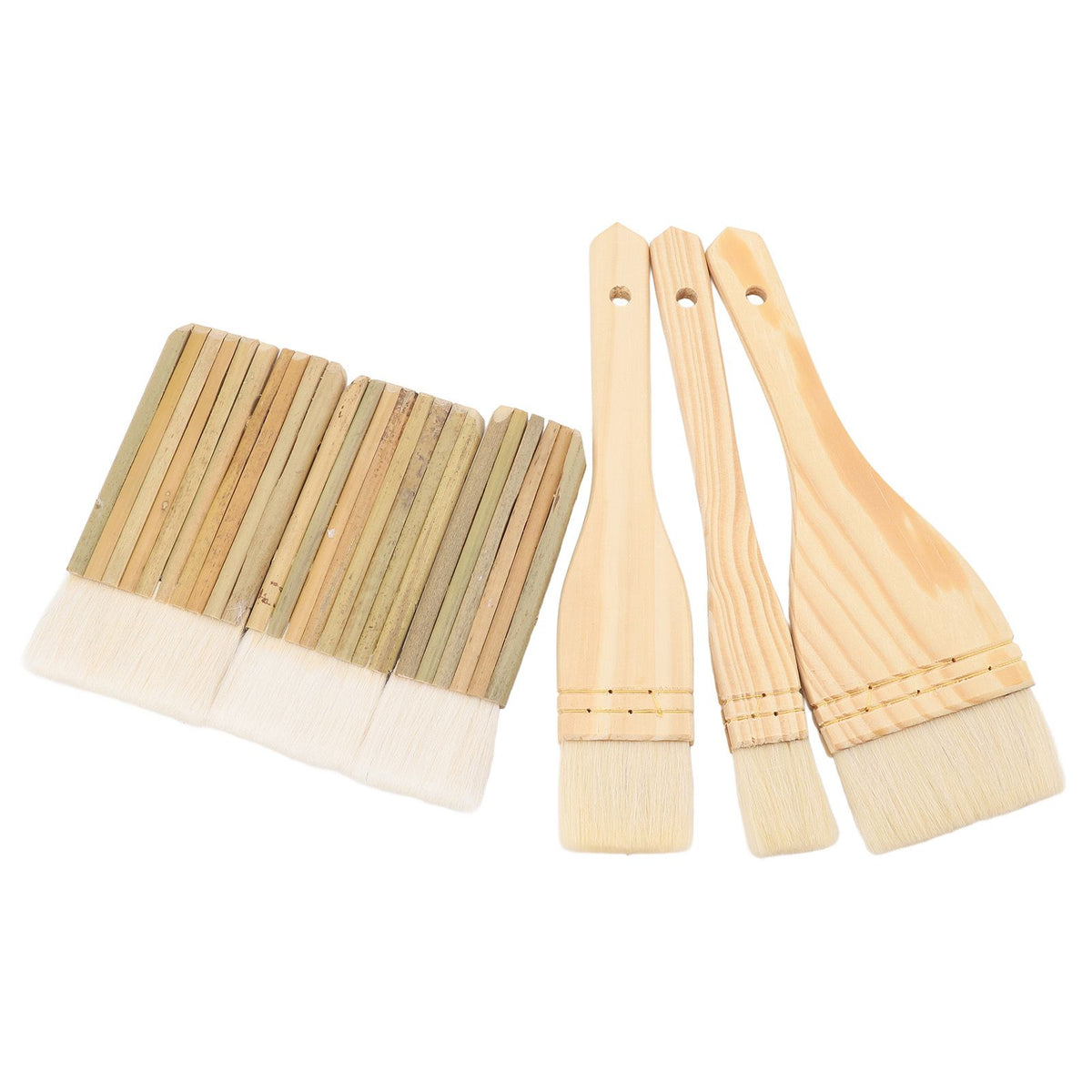 Set of 6 pottery glaze brushes by Everything Baby, professional paint brushes for artists, students, and kids' art projects.
