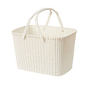 Beige imitation rattan woven basket by Everything Baby, plastic handheld fruit storage basket for home use.