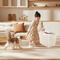 Beige imitation rattan woven plastic basket for fruit storage, handheld design, ideal for home use by Everything Baby.