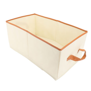 3 Sets Non Woven Fabric Bin PU Wrapped Washable Cloth Storage Baskets with Handle and Bottom Plate for Home Use 47x30x25cm / 18.5x11.8x9.8in