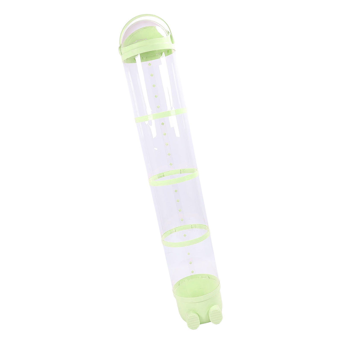 Large green stuffed animal storage tube with plush doll design, ideal for toy organization in playrooms and bedrooms.