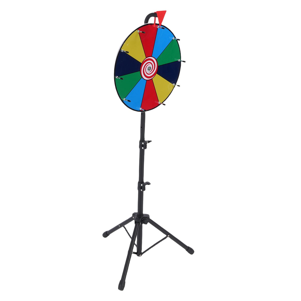 Erasable prize wheel with stable stand, colorful sections, designed for kids' outdoor party and campus activity games by Everything Baby.