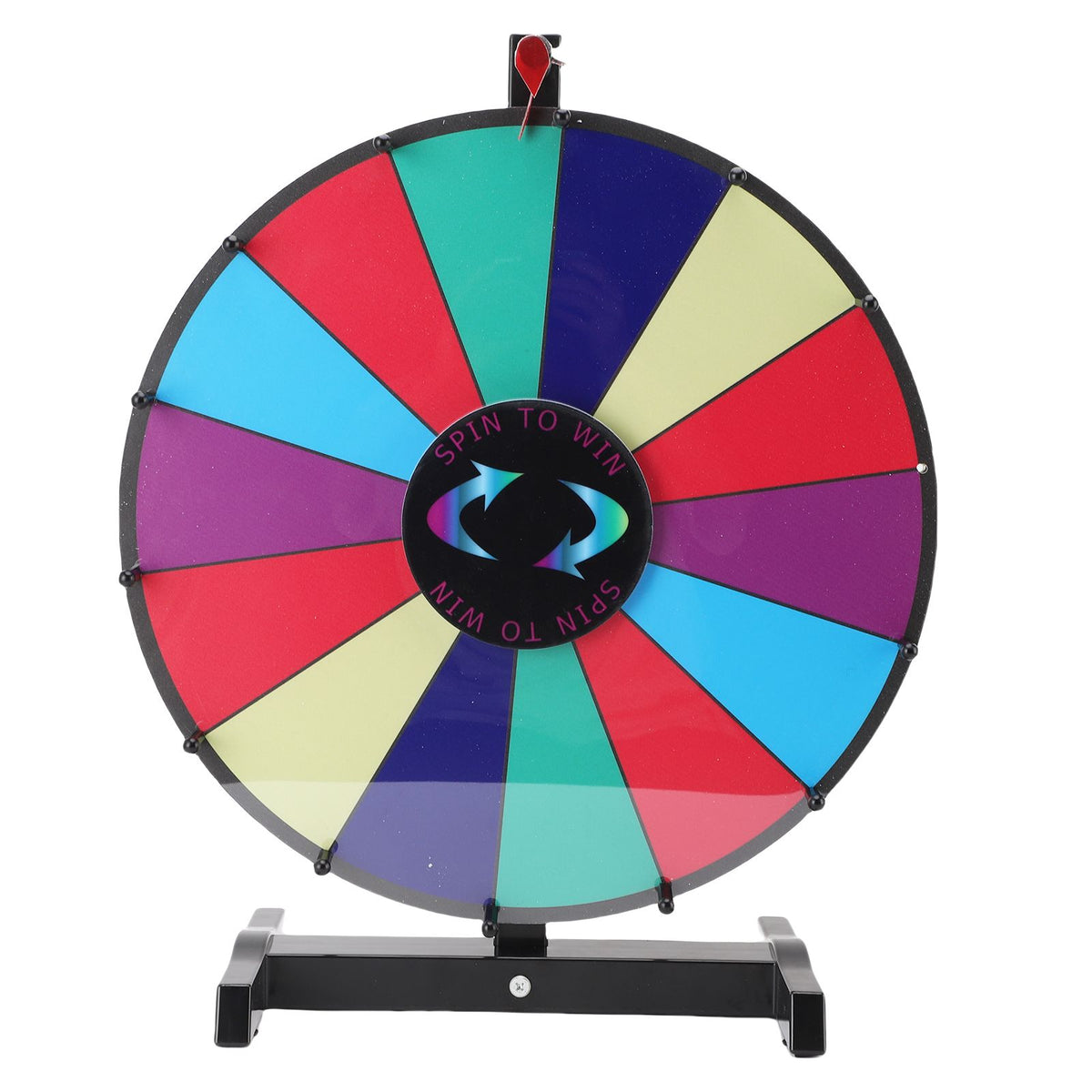 Aluminum alloy prize wheel for kids' outdoor games, featuring colorful segments and a spin pointer for interactive party fun.