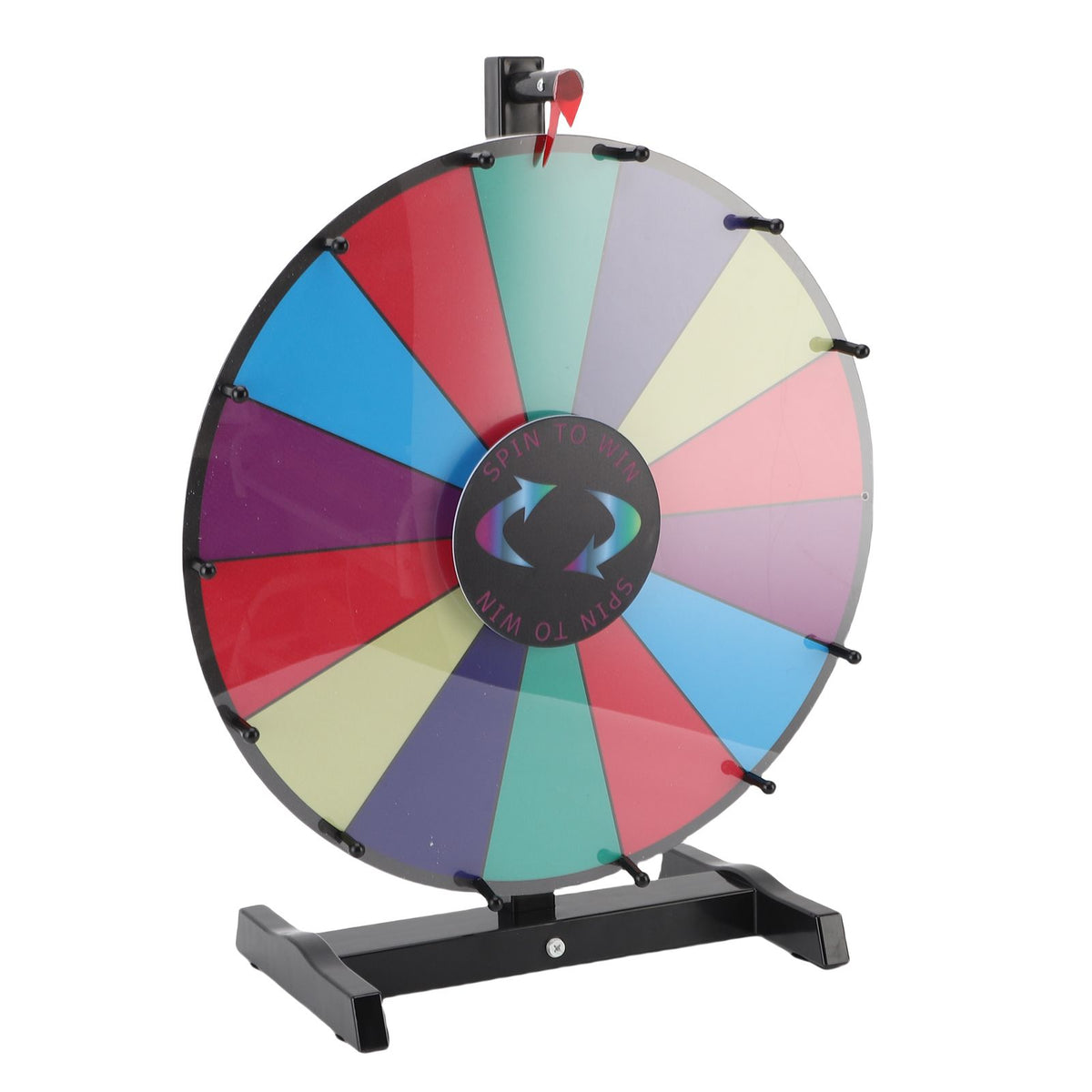 Erasable aluminum alloy prize wheel for kids' outdoor party game, featuring colorful sections and a spinning arrow for fun events.