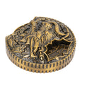 Antique brass 7-in-1 metal spinner dice for tabletop role-playing games, rotatable zinc alloy design, suitable for outdoor play.