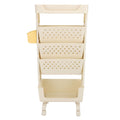 Cream white 5-tier rolling book cart by Everything Baby with lockable casters, suitable for study, office, or bedroom storage.