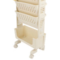 Cream white 5-tier rolling book cart by Everything Baby with lockable casters, portable multi-purpose storage for study, office, or bedroom.