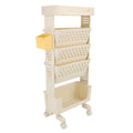 Cream white 5-tier rolling book cart by Everything Baby, multi-functional kid's bookshelf with lockable casters for study and play areas.