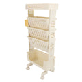 Cream white 5-tier rolling book cart by Everything Baby, multi-functional storage with lockable casters for study, office, or bedroom.