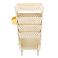 Cream white 5-tier rolling book cart by Everything Baby with lockable casters, ideal for kids' study, bedroom, and playroom storage.