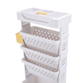 White 5-tier rolling book cart by Everything Baby, sturdy plastic storage shelf with lockable casters for study, office, or bedroom use.