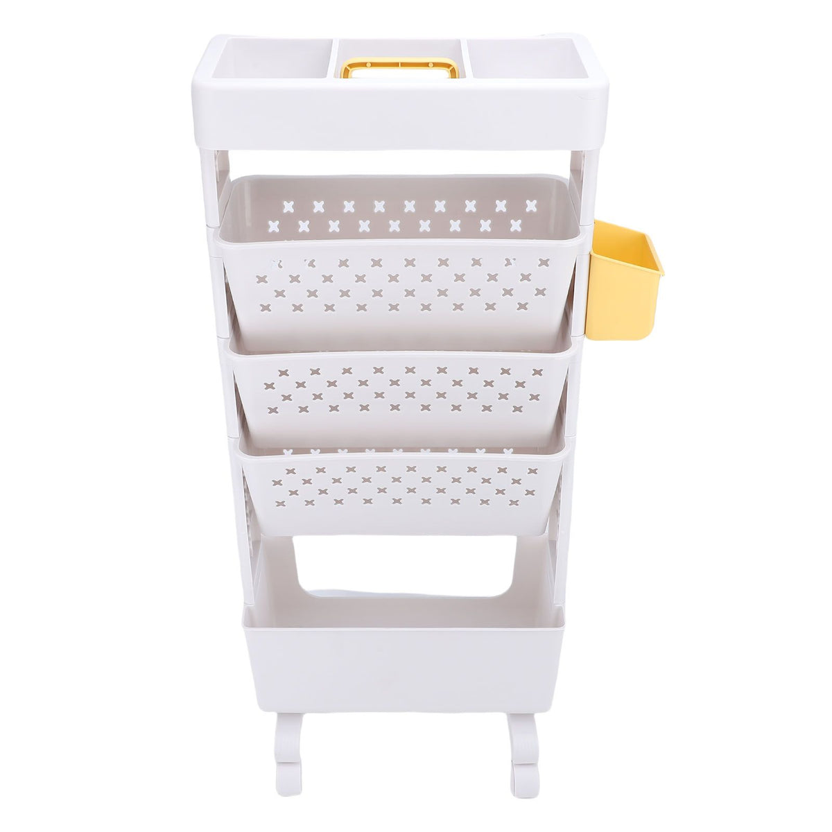 White 5-tier rolling book cart by Everything Baby, multi-functional storage bookshelf with lockable casters for study or bedroom.