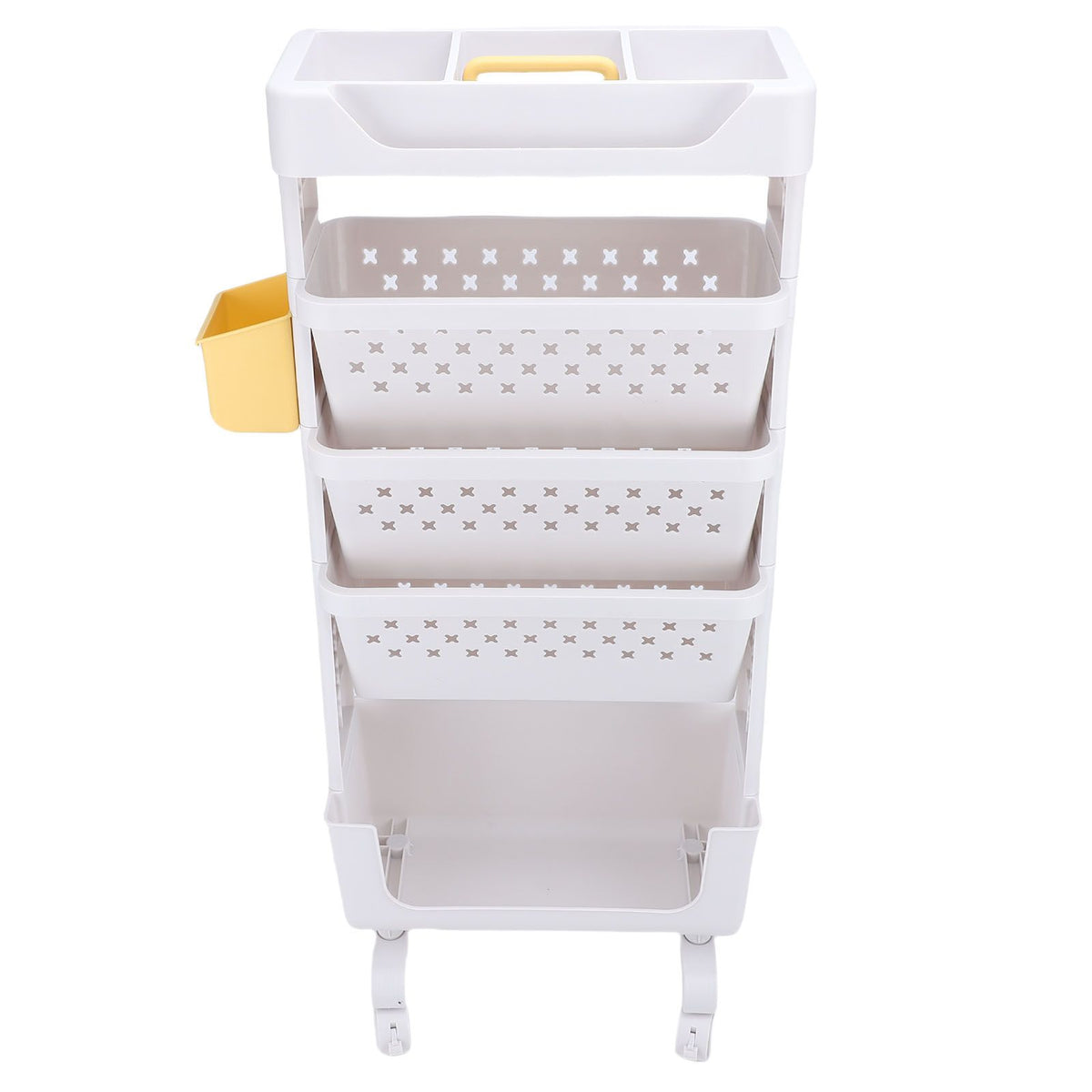 White 5-tier rolling book cart by Everything Baby with lockable casters, versatile storage for kids' books in study or bedroom.