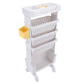 White 5-tier Rolling Book Cart by Everything Baby, multi-functional kid's bookcase with lockable casters for study or bedroom use.