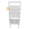 White 5-tier rolling book cart by Everything Baby, kid's storage organizer with lockable casters for study and bedroom use.