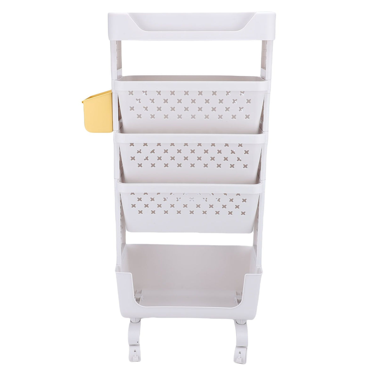 White 5-tier rolling book cart by Everything Baby, kid's storage organizer with lockable casters for study and bedroom use.