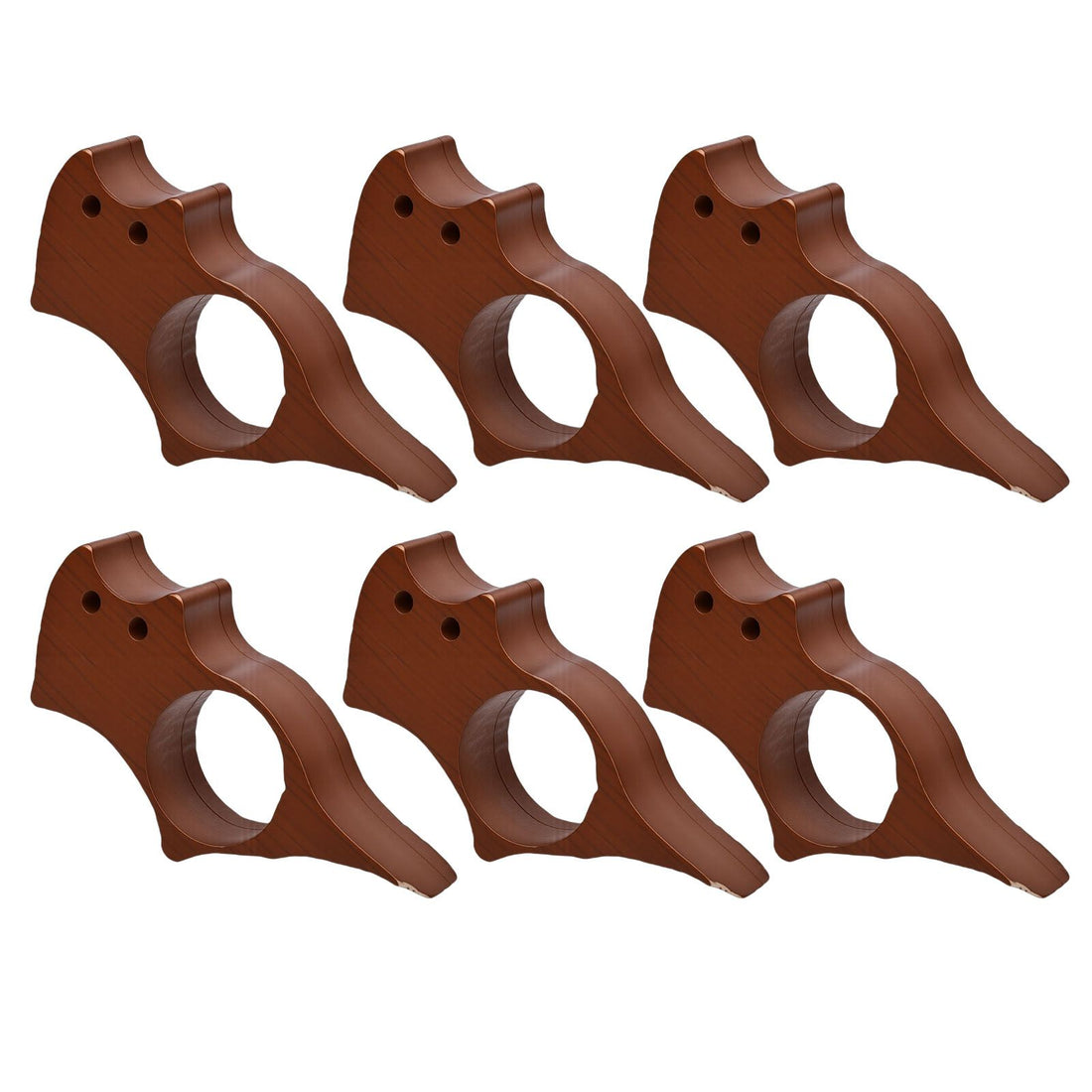 Six wooden pet-themed thumb book clips for kids, portable reading bookmarks from Everything Baby, ideal for children's books and shelves.