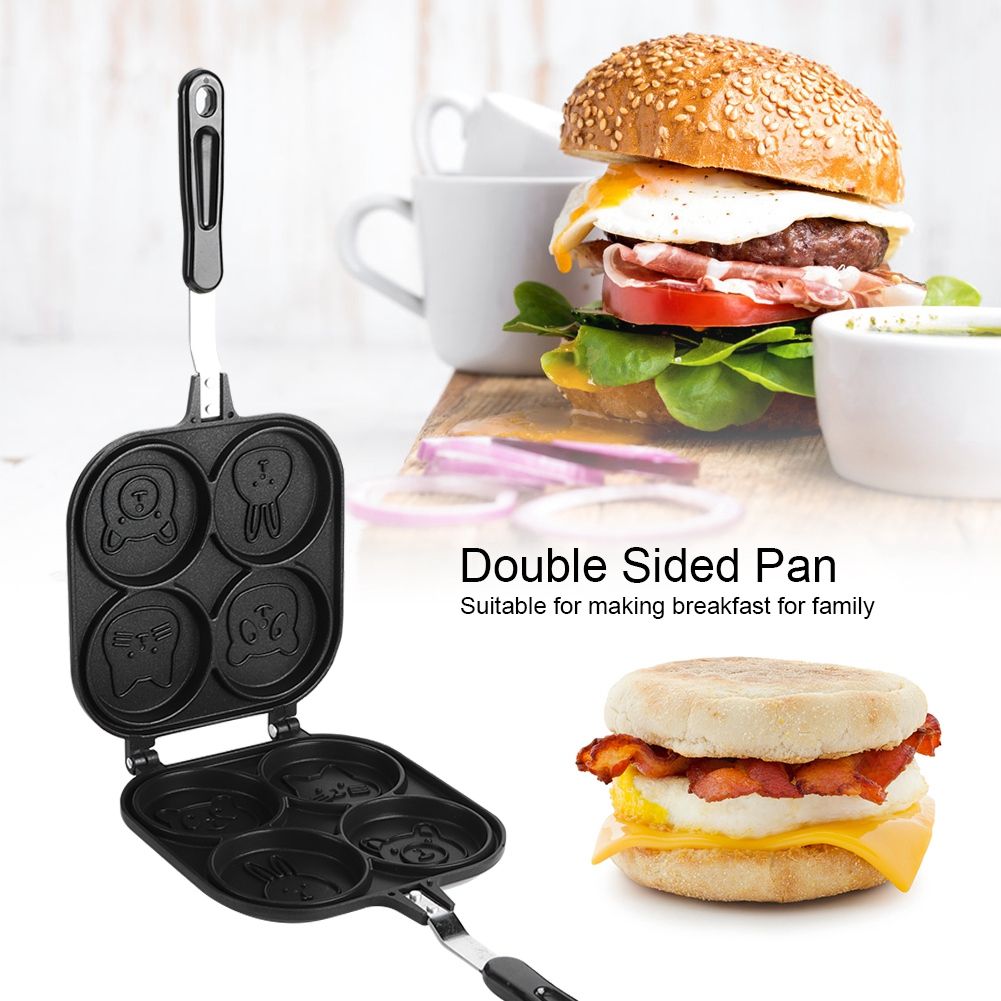 Double-sided cartoon animal pattern non-stick frying pan for kids' pretend play, featuring colorful animal designs, by Everything Baby.