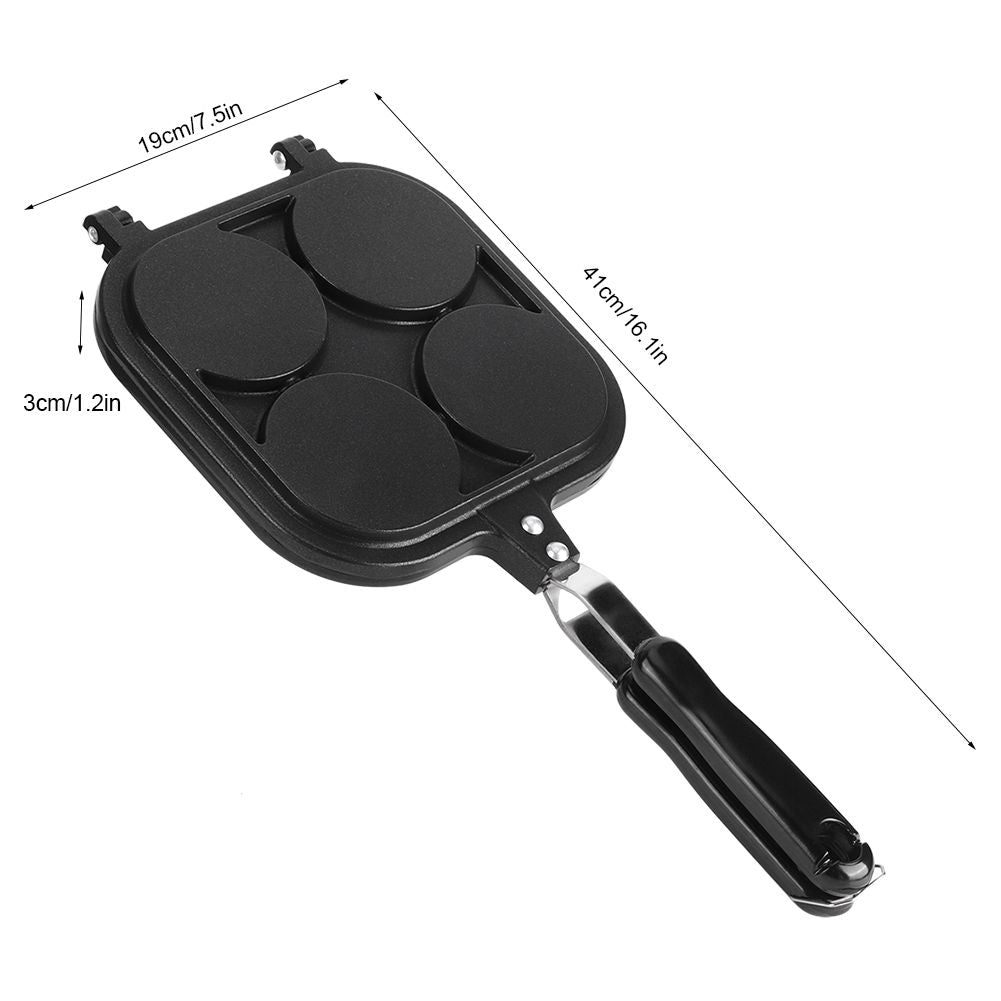 Double-sided cartoon animal pattern non-stick frying pan for kids, ideal for pretend play kitchen cooking activities.