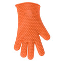 Orange silicone baking finger gloves for kitchen insulation, non-slip, suitable for cooking and baking, from Everything Baby.